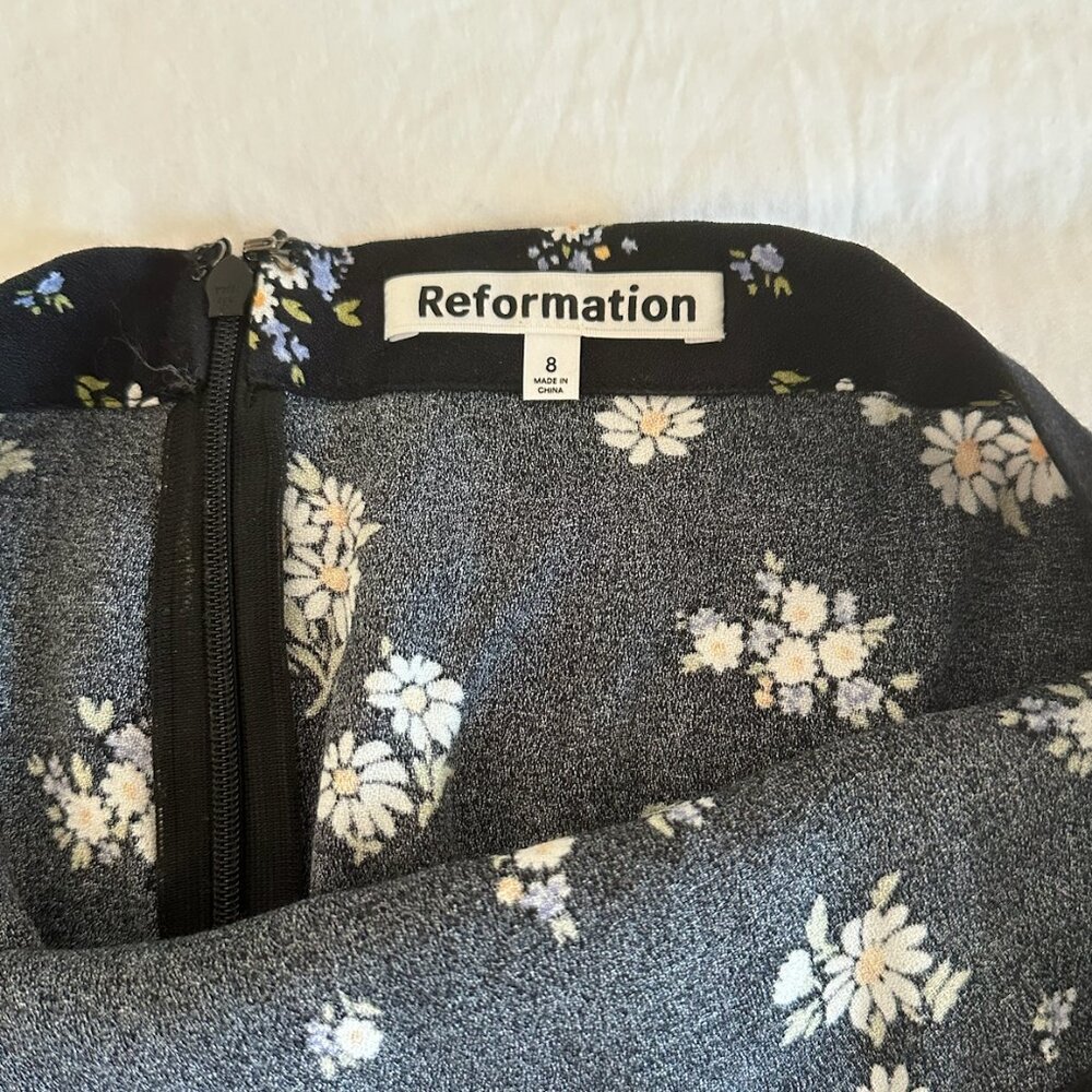 Reformation Navy Floral Midi Skirt - Picture 4 of 4